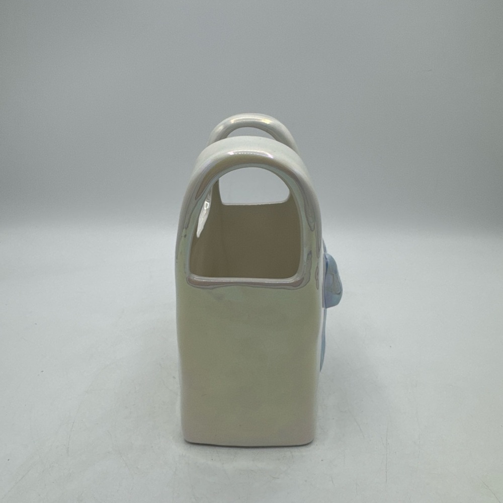 Target Bullseye’s Spring Iridescent Purse Vase With Blue Bow 6.5"H NEW 2025 - Picture 3 of 8